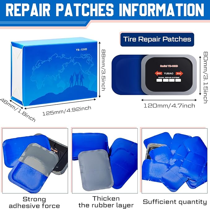 Tallew 1 Pcs Tire Patch Heavy Duty Rubber Patches Radial Repair Patch Tube and Tire Plug Kit Emergency Repair Tool for Puncture Car Truck Bus Tractor Vehicle (3.15 x 4.7 Inch)