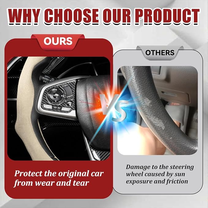 Car Steering Wheel Cover, Soft Brethable Suede Non-Slip Vehicle Steering Wheel Protector, Comfortable Sporty Auto Interior Protection Accessories, Universal for Truck SUV Van (Light Yellow)