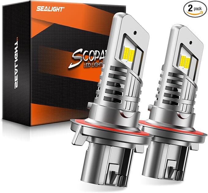 SEALIGHT H13 Bulb compatible 9008, 40000LM 6500K White Light, 1:1 Design with 13000RPM Cooling Fan, IP67 Waterproof 60000+ Hours Lifspan Plug and Play, 2 Pack