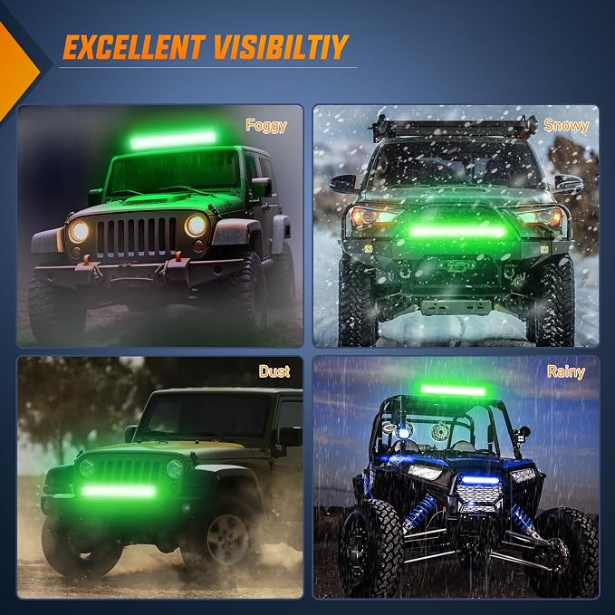 Nilight LED Light Bar 20 Inch 126W Spot Flood Combo Green Beam Off Road Lamp Fishing Hunting Emergency Deck Work Lighting for Trucks UTV Pick-up Van Boat Tractor