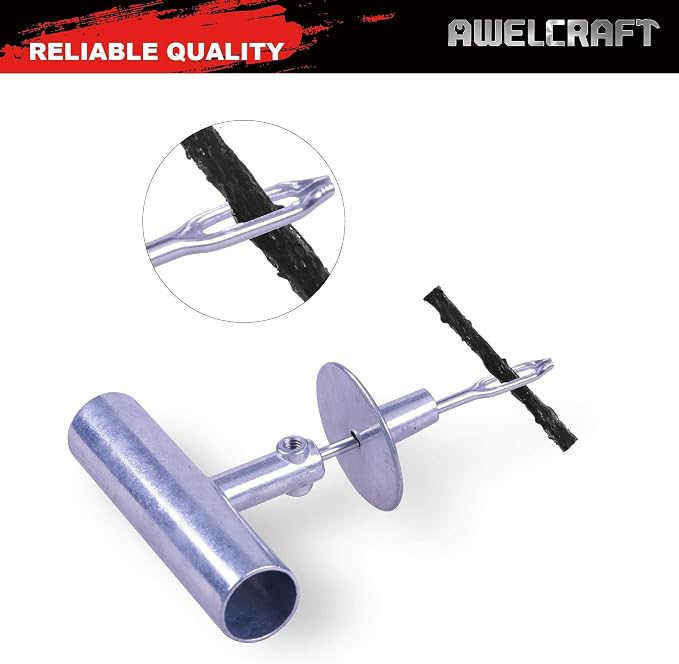 AWELCRAFT 35-Piece Heavy Duty Tire Plug Kit – Professional Flat Tire Repair for Car, Truck, Motorcycle, ATV, SUV – T-Handle Tools, Storage Case – Easy Puncture Repair, No Tire Removal Needed