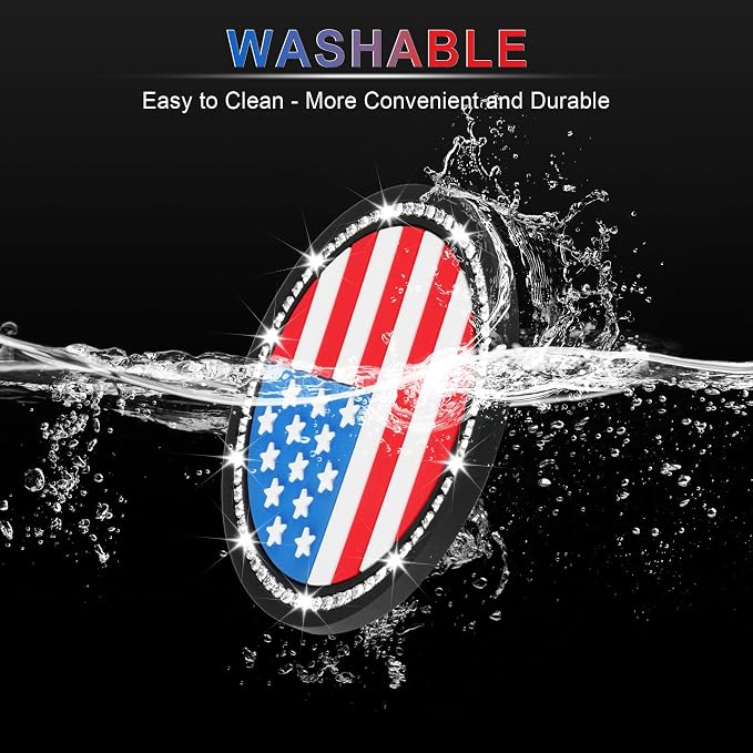JUSTTOP Bling Car Cup Holder Coaster,4PCS American Flag Cup Holder Insert,Universal Non-Slip Cup Holders,Car Accessories Interior for Women and Man(Multicolour)