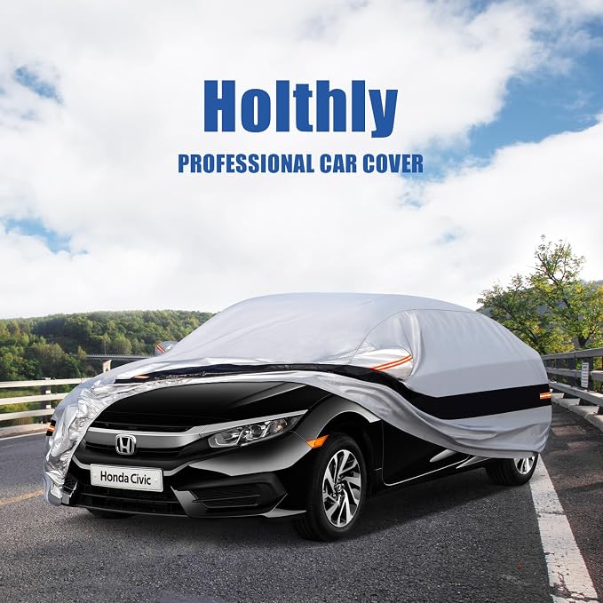 10 Layers Sedan Car Cover Custom Fit for Honda Civic (1991-2026) Waterproof All Weather for Automobiles, Outdoor Full Cover Rain Sun UV Protection.Silver
