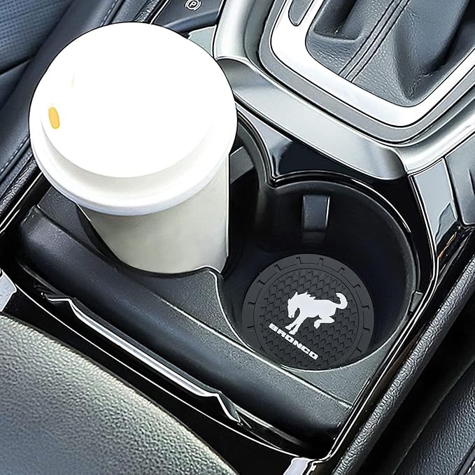 Car Cup Holder Coaster for Ford Bronco Sport Recessed Silicone Cupholder Coaster Interior Accessories 2.75in 2Pack Black