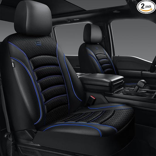 CAR PASS Comfortable 3D Foam Mesh Leather Car Seat Covers Front, Air Cool Mesh Breathable Front Seat Covers for Car, Universal Fit for SUV Truck Sedan Automotive, Airbag Compatible,Black Blue