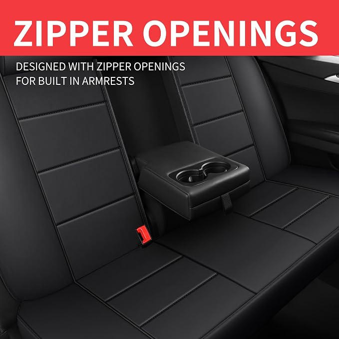 HChengkikz Car Seat Cover, Waterproof Faux Leather (Black) | Car Seat Protectors, Quilting, Easy to install, Airbag Compatible, Universal Fit for Most Suvs, Trucks, SUVs