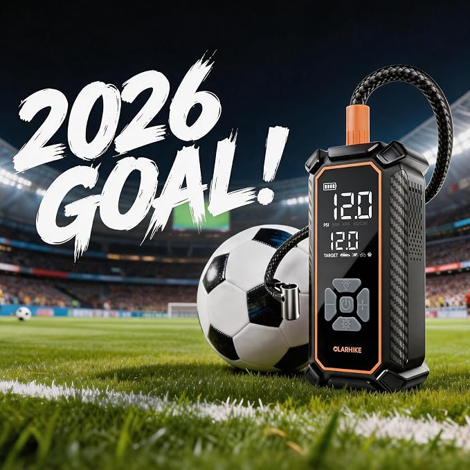 OlarHike Cordless Tire Inflator Portable Air Compressor,150 PSI Bike Pump with LED Light & Digital Pressure Gauge, Dual Power Air Pump for Car Tires, Motorcycle, Bicycle, Ball