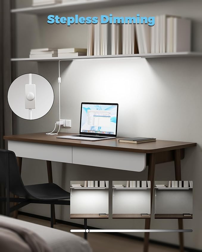 ASOKO 24" Plug-in Under Cabinet Lighting, Cool White Workbench Bar | ASOKO 24" Plug-in Under Cabinet Light, 900LM Dimmable Cool White 6000K LED Workbench Bar for Kitchen Sink Desk