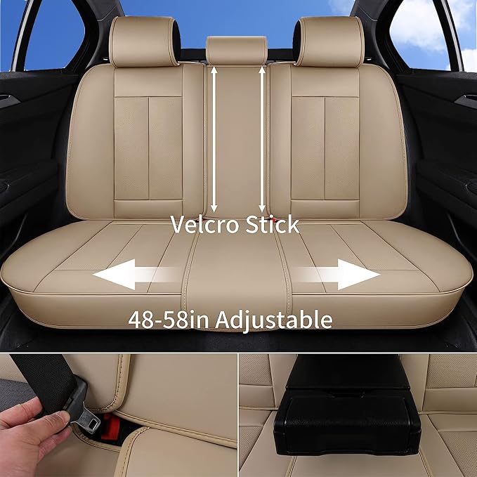 Coverado Car Seat Covers, Seat Covers for Cars, Waterproof Leather Auto Seat Protectors, Leather Car Seat Cushion, Car Interiors Accessories Universal Fit for Most Cars