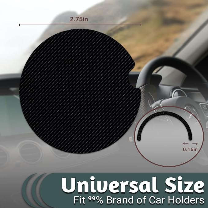 Yonlevres Car Coasters for Cup Holders，2.75" Anti Slip Rubber Mat with A Finger Notch, 2 Pack Car Cup Holder Coasters for Car Interior Accessories for Women Men Flower