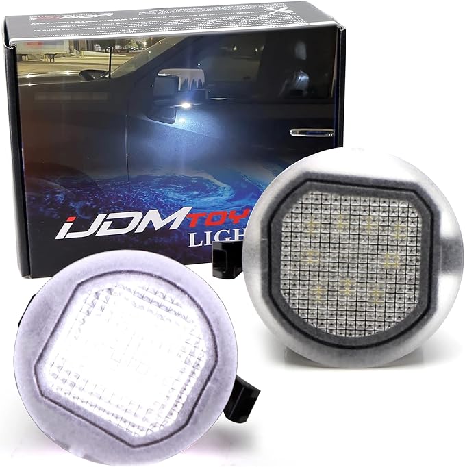 iJDMTOY White 18-SMD Full LED Under Side Mirror Puddle Lights Compatible With 2019-up Chevrolet Silverado Suburban/Tahoe, GMC Sierra Yukon, Cadillac Escalade, etc