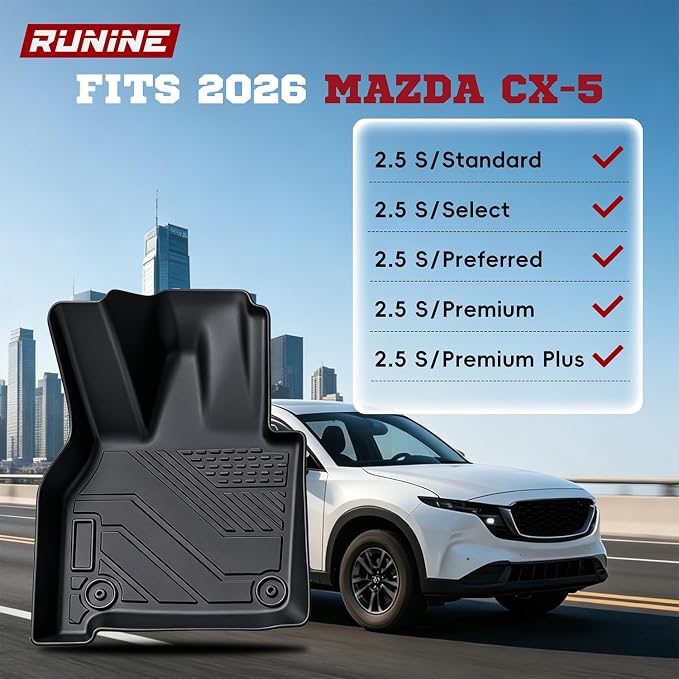 All Weather Floor Mats for 2026 Mazda CX-5 CX5, Cargo Mat and Backrest Mats, Custom Fit TPE 2026 Mazda CX5 Floor Mats Full Set Protection, 2026 CX-5 Accessories