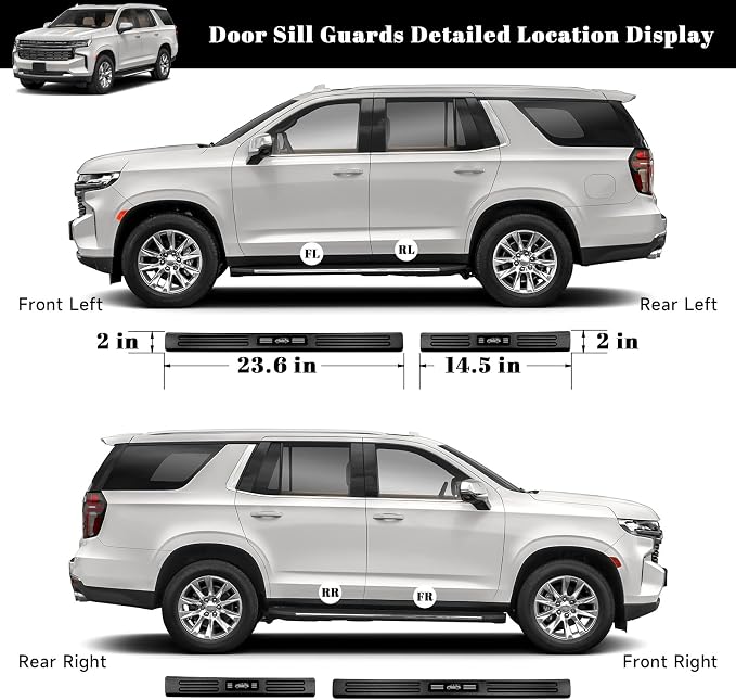 4PCS Car Door Edge Guards Door Sill Protector for Chevy Tahoe & GMC Yukon 2021-2026 Accessories ABS Plastic Material Matte Black Car Door Threshold Protection