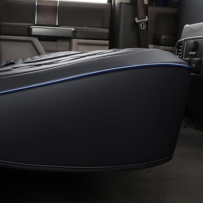 Huidasource Fit for Chevy Silverado/GMC Sierra Rear Seat Cover, Thickened Split Nappa Leather Truck Back Seat Covers 2007-2013&2019-2026 1500, 2020-2026 2500HD 3500HD Crew Cab WT LS LT, Black＆Blue