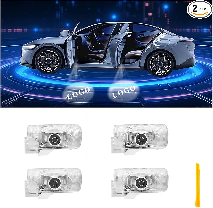 Car Door Lights Logo Projector Puddle Lights Compatible with LS ES is LX RX GS GX RC UX Accessories, No Fade 4K-HD Car Welcome Lights(2 Pack, Dual Plug)