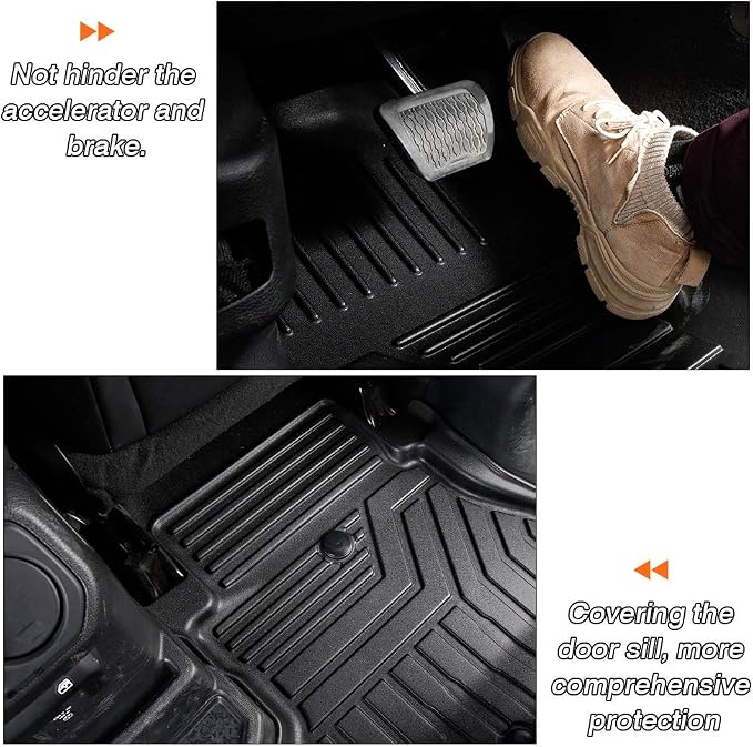 KUST Floor Mats for 2018-2025 2026 Jeep Wrangler JL Unlimited 4-Door (Not for 2 Door) (Not Fit for 4XE and JK), All Weather Floor Mats Carpet Liners TPE Front & Rear Black Car Liners