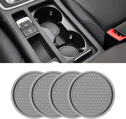 XINLIYA Car Cup Holder Coaster, 4 Pack 2.78 Inch Diameter Non-Slip Universal Insert Coaster, Durable, Suitable for Most Car Interior, Accessory for Women and Men (Gray)