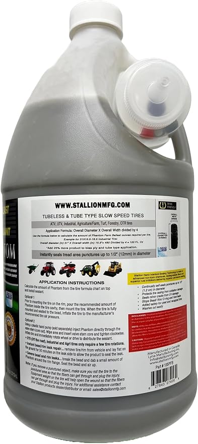 Phantom Farm Ballast and Tire Sealant - Superior Performance - Tire Repair - Stop Leaks – Extend Tire Life – All Weather – Slow Speed – ARDL Approved (1 Gal Jug, Phantom)