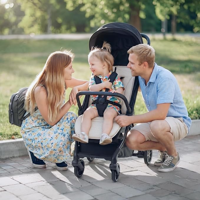 Momcozy Reversible Stroller Seat Liner, Water-Resistant & Easy Clean Side, Breathable & Comfortable Mesh Side, Universal 3-Hole Adjustable Design, All-Season Cushion Pad for Strollers, Carriages