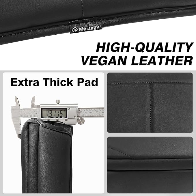 Muslogy Center Console Armrest Cover Fit for Ford F150 2015-2020 & F250 F350 F450 2017-2022 & Expedition 2018-2024 Accessories, Armrest Pad Console Lid Cushion Vegan Leather 1-Inch Thick(Bucket Seat)