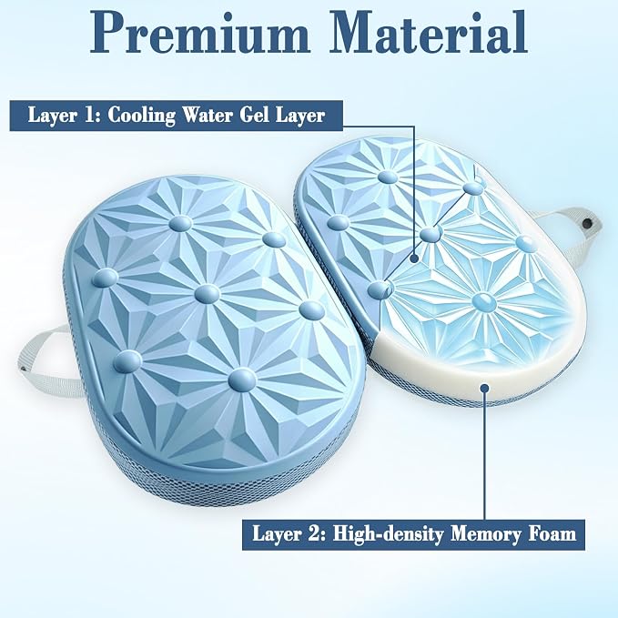 Cooling Gel Enhanced Memory Foam Seat Cushion, Desk Chair Seat Cushion, Office Chair Cushions, Foldable Portable, Back Sciatica Coccyx Tailbone Pain Relief, Driving Car Airplane Wheelchair Bleachers