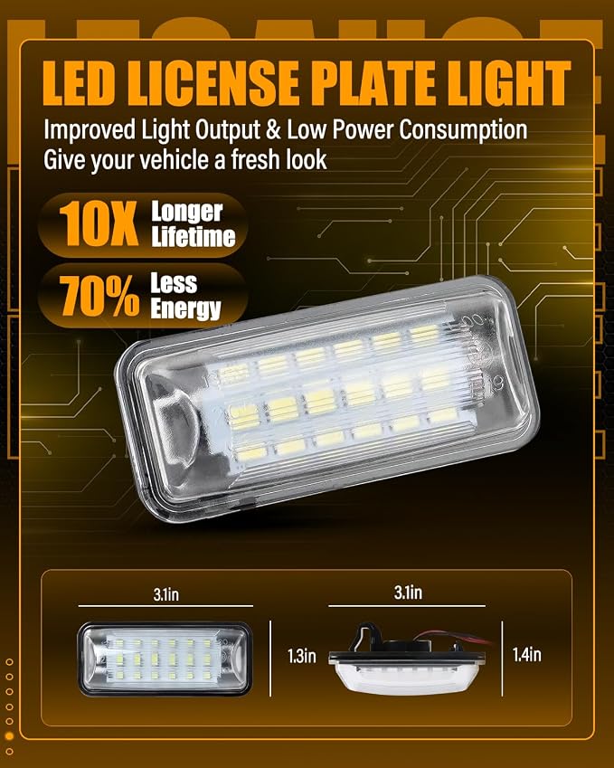 LESAUCE LED License Plate Light For Subaru Impreza WRX STI XV Crosstrek BRZ Legacy Forester Scion FR-S Toyota 86, 6000K White LED Tag Lights, IP68 Waterprooof, 2PCS