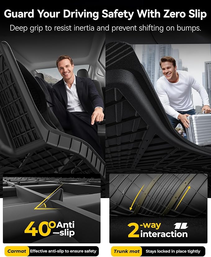 3W Tesla New Model Y Juniper 2025 2026 Floor Mats, Not for Standard | 9PCS, Cargo Liners, Trunk Mats, Seat Back Protector, All Weather Customer Fit Vigormold™ TPE, Model Y Juniper Accessories