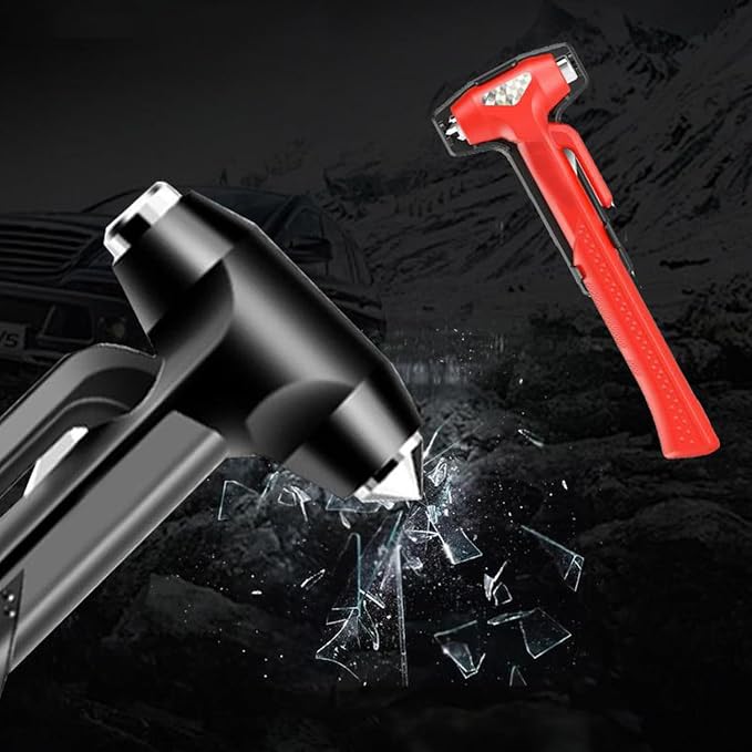 Car Window Breaker, Glass Breaker and Seatbelt Cutter, Emergency Car Glass Safety Hammer, Window Punch Seatbelt Cutter for Family Rescue & Auto Escape Tools(Red)