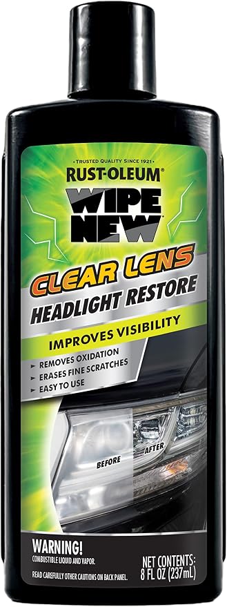 Wipe New Rust-Oleum 381403 Clear Lens Headlight Restore, 8 oz, Black