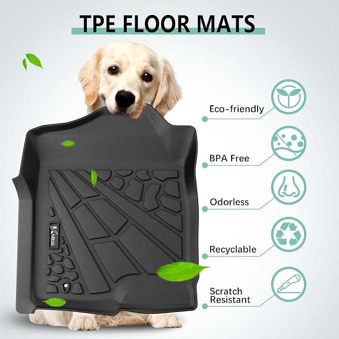 KARPAL Floor Mats for 1999-2007 Chevy Silverado/GMC Sierra 1500/2500/3500 Crew Cab / 2000-2006 Chevy Suburban/Cadillac Escalade/GMC Yukon XL, All-Weather TPE Custom Fit Floor Liners Car Accessories