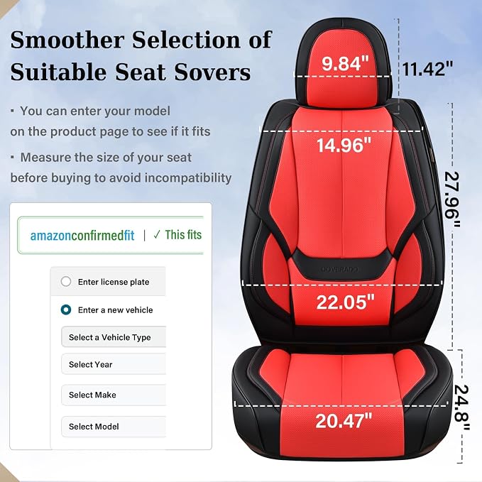 Coverado Car Seat Covers, Seat Covers for Cars, Waterproof Leather Auto Seat Protectors, Leather Car Seat Cushion, Car Interiors Accessories Universal Fit for Most Cars