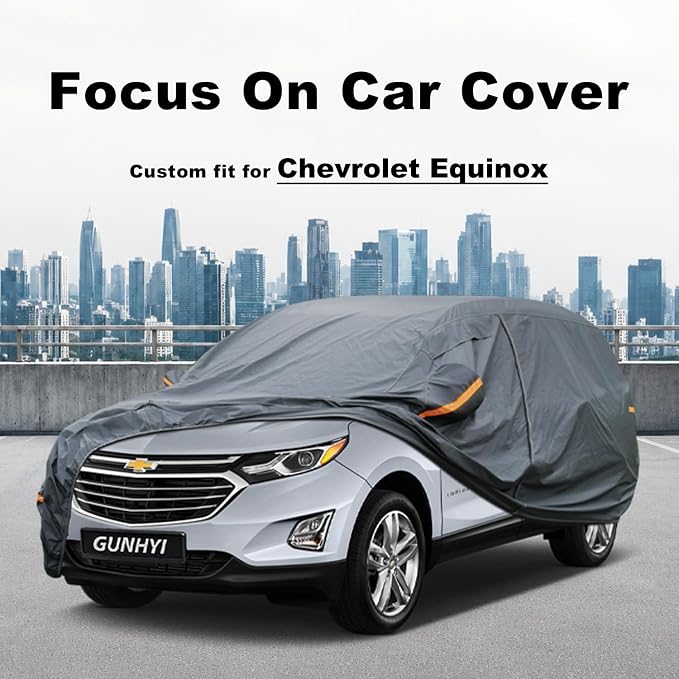 GUNHYI Premium Car Cover Custom Fit Chevrolet Chevy Equinox (2005-2026), 16 Layers Heavy Duty Car Cover Waterproof All Weather with Zipper Door for Sun Rain Snow Dust Uv Protection