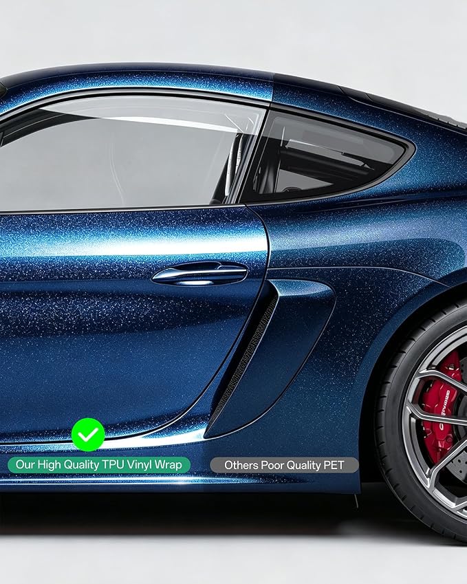 PPF, Dry Apply TPU PPF Vinyl Car Wrap Roll 1ft x 5ft, Paint Protection Vinyl Film (Gloss Cosmic Blue)
