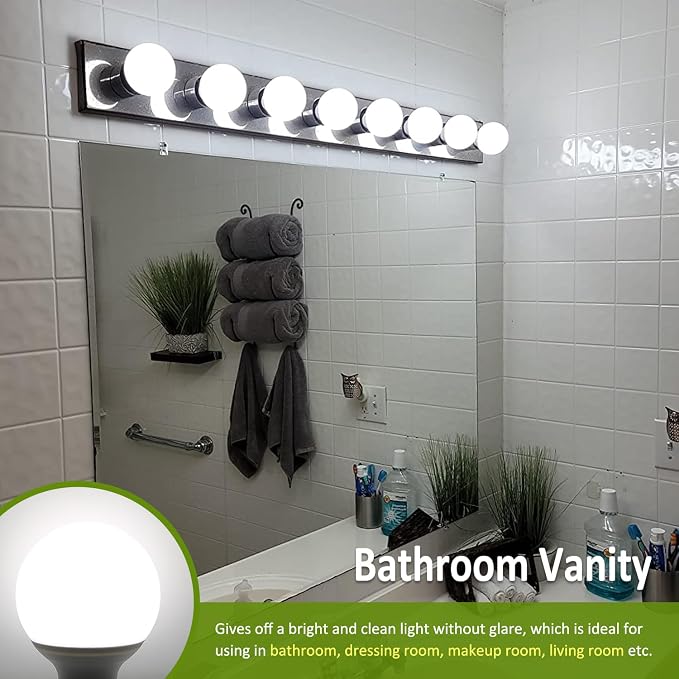 8-Pack G25 LED Globe Light Bulbs, Daylight 5000K, 120V 40W Equivalent LED Vanity Light Bulbs for Bathroom Mirror, E26 Base, Non-Dimmable