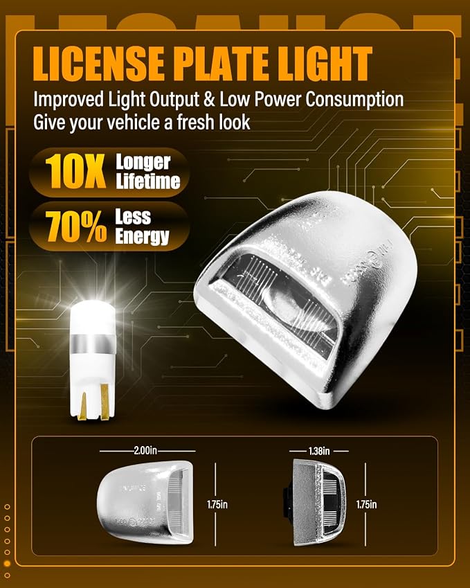 LESAUCE LED License Plate Light Housing for for Chevy Silverado 1500 2500 3500 Suburban Tahoe GMC Sierra Yukon XL for Escalade, Chrome, 2PCS
