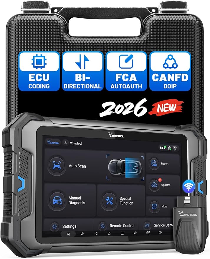 VDIAGTOOL Bidirectional Scan Tool VD80 BT Lite, 2026 8" Wireless Full System OBD2 Scanner Diagnostic Tool with 28+ Resets, Online Coding, Oil/Brake/BMS/SAS, FCA, CAN FD & DoIP, 2 Years Free Update