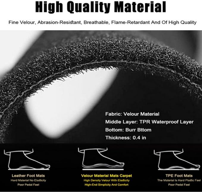 GXARTS 3PCS Front and Rear Velour Floor Mats Carpet Black Replacement Compatible with Honda Civic 2012 2013 2014 2015 Anti- Slip