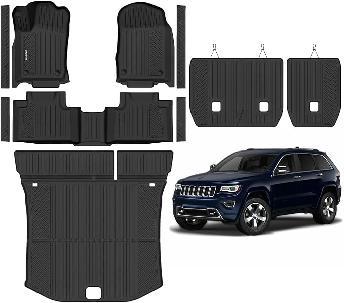 Naibeve Floor Mats for 2013-2015 Jeep Grand Cherokee | All Weather Custom Fit Floor Mats, Cargo Mat, Backrest Mats, Door Sill Guards, Not for L Interior Protector accessories