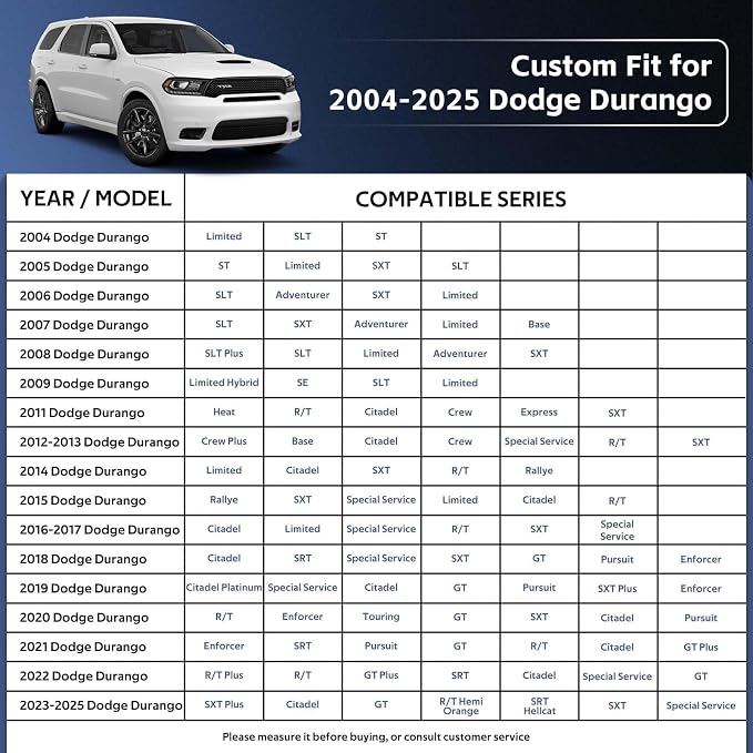 10 Layers SUV Car Cover Custom Fit for Dodge Durango (2004-2026) Waterproof All Weather for Automobiles, Outdoor Full Cover Sun UV Rain Protection with Cotton. Black