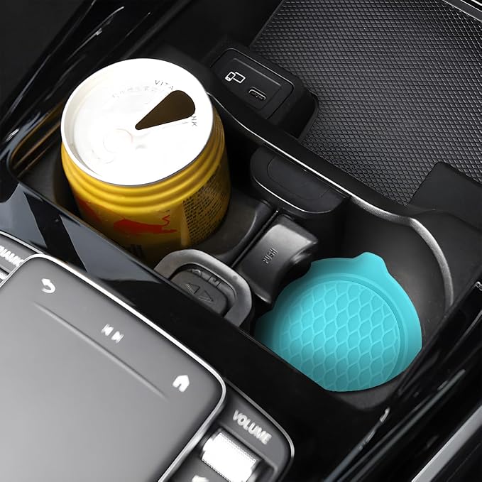 Mandark Car Cup Coaster, 4PCS Silicone Non-Slip Vehicle Drink Cup Mat, Sift-Proof Spill Recessed Automotive Interior Cup Holder Insert Protector Accessories, Universal for Most Cars (Blue)