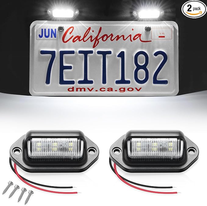 LivTee Waterproof 12V License Plate LED Light, for RV Camper Truck SUV Trailer Van, Step Courtesy & Cargo Lights, Xenon White (2PCS)