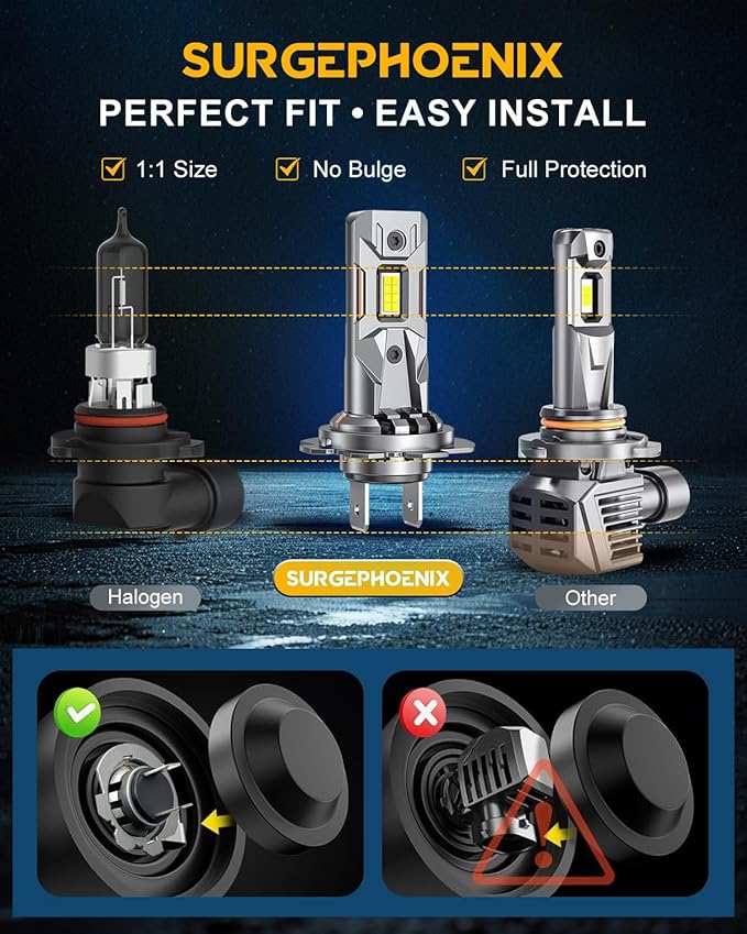 H7 Light Bulbs, 50000LM Super Brighter, 1:1 Mini Size,6500K Cool White Tail Light Covers H7 Fog Light Bulbs or Off Road Light Pack of 2 | 6500K Cool White LED Fog Light Bulbs for Off-Road Use, Pack of 2