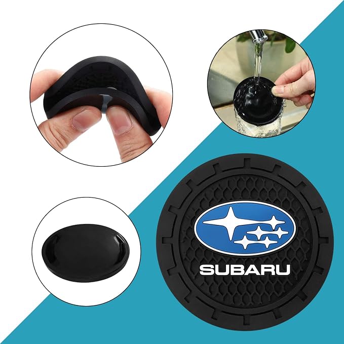 Black Silicone Car Coasters for Subaru Series Non-Slip Car Cup Holder Coasters,Car Interior Accessory for Car Cup Holder 2Pcs 2.75 Inch