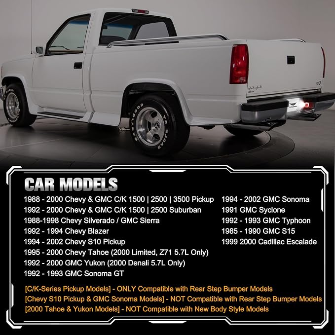 POPMOTORZ LED License Plate Lights Rear Tag Lamps Red OLED Neon Tube Pure Compatible with 1988-2000 Chevy GMC C/K Series 1500 2500 3500 Suburban S10 Blazer Tahoe Yukon Sonoma GMC Sierra LED Tag Lights