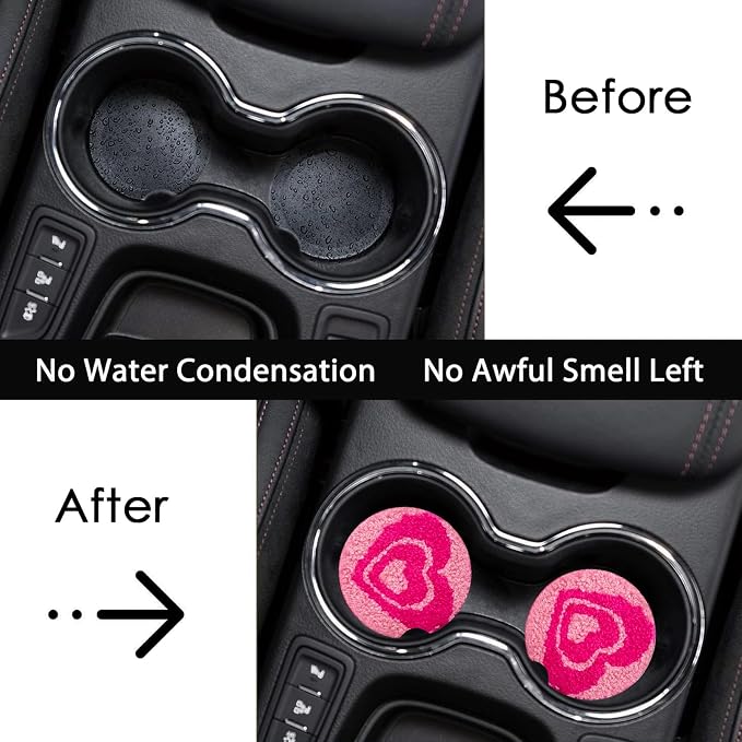 2 Pack Love Car Cup Holder Coasters Universal Neoprene Coasters