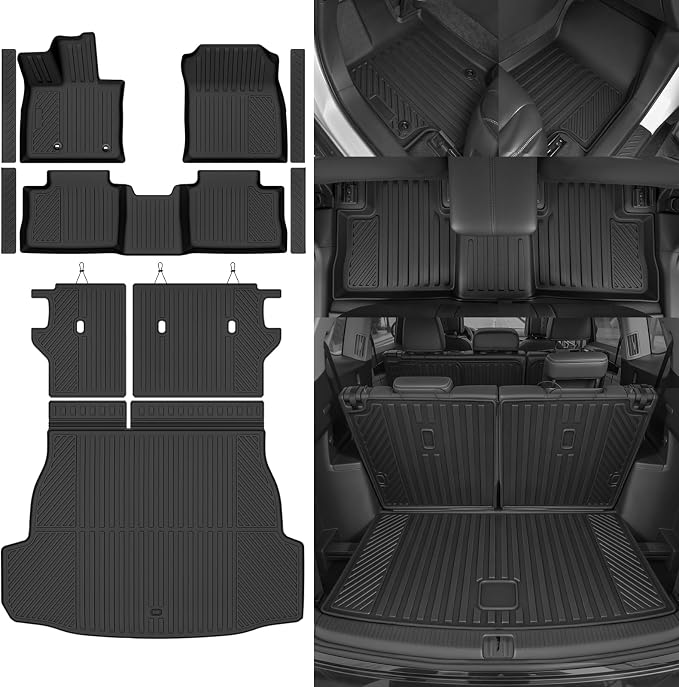 Custom Fit Floor Mats for 2026 Toyota RAV4 PHEV (Plug-in Hybrid) | All Weather TPE Floor Liners & Trunk Mat & Backrest Mats & Door Sill Guard | Odorless Full Set Interior Accessories