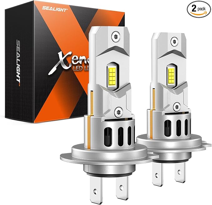 SEALIGHT H7 Bulbs, 64,000LM 900% Brightness H7 Light Bulbs, 6500K Cool White Bulbs with 15000RPM Fan, Plug and Play ATV/UTV, 10-Year Extended Lifespan IP68 Waterproof, Pack of 2