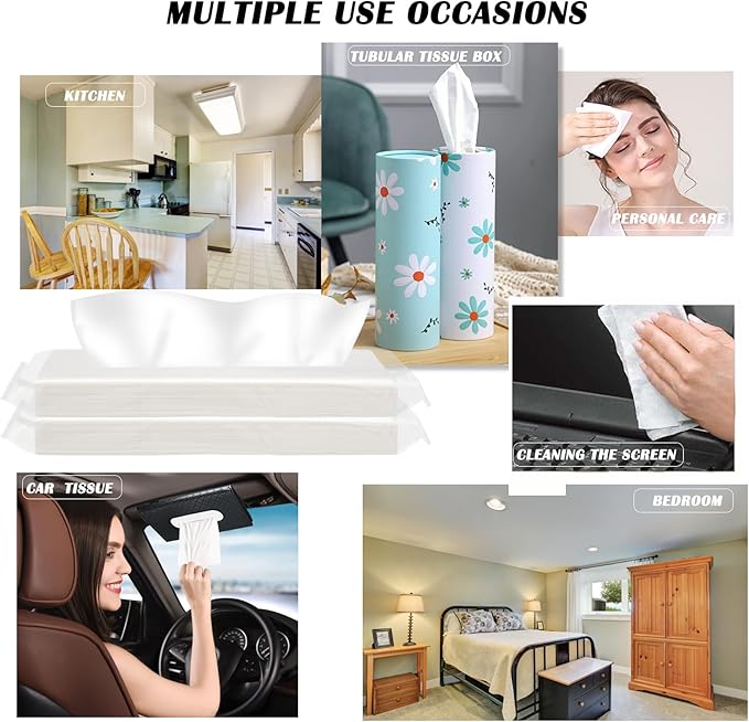 Car Tissue Refills, 600 Sheets Disposable Soft Facial Tissues Napkin, Travel Size Pack for Car Visor Tissue Holder or Purse, 50 Sheets per Pack
