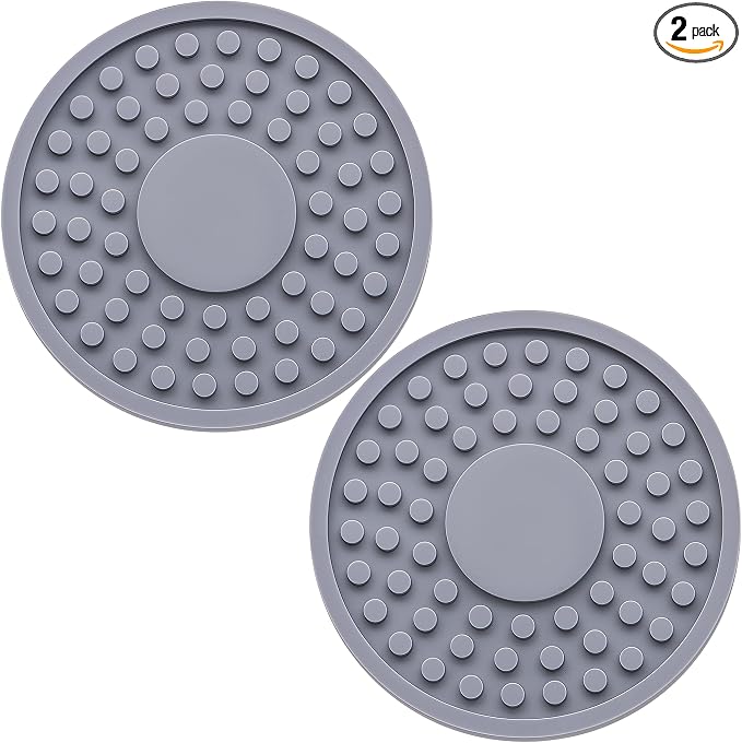 2 Pack Anti-Slip Car Cup Holder Mat – 2.75 Inch Silicone Drink Coaster, Secure Fit for Cars & Trucks – Cute Interior Decor for Women & Girls (Gray)