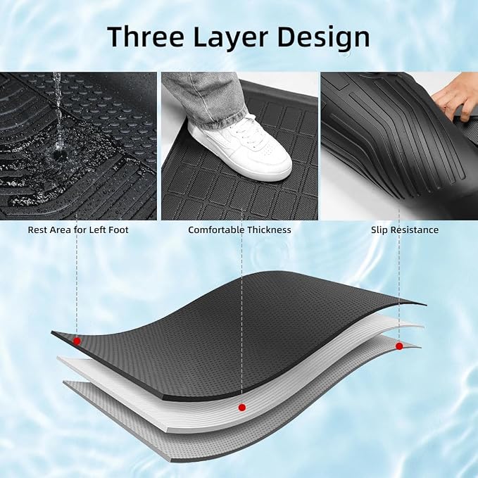 Custom Fit All-Weather TPE Floor Mats for 2015-2025 2026 Ford Edge | Full Set (1st+2nd Row+Cargo) | Fit SE/SEL/Titanium/Sport/ST/ST-Line | Non-Slip, Waterproof & Easy to Clean Black Car Accessories